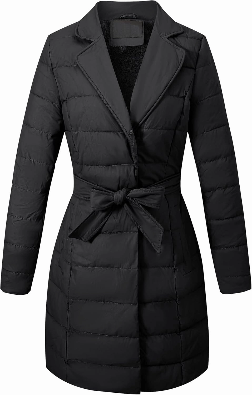 Bellivera Women's Winter Puffer Jacket Cold-Resistant Patchwork Plush Lining Coat with Removable Fur Collar Hooded and Belted