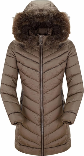 Bellivera Women's Winter Thickened Quilted Puffer Jacket Zipper Pockets Bubble Coat with Removable Hood and Faux Fur Collar
