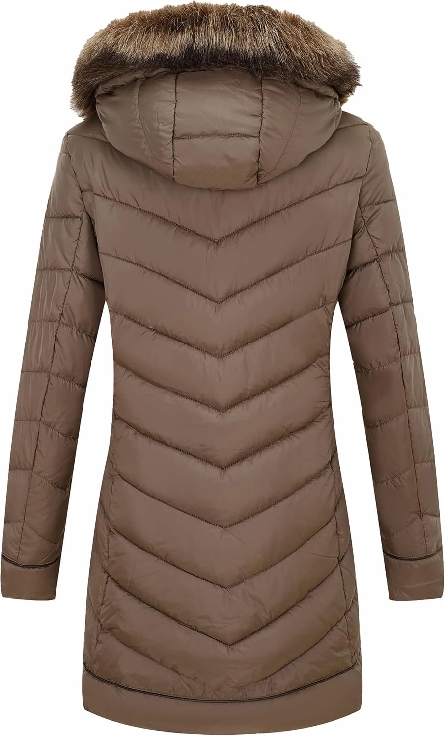 Bellivera Women's Winter Thickened Quilted Puffer Jacket Zipper Pockets Bubble Coat with Removable Hood and Faux Fur Collar