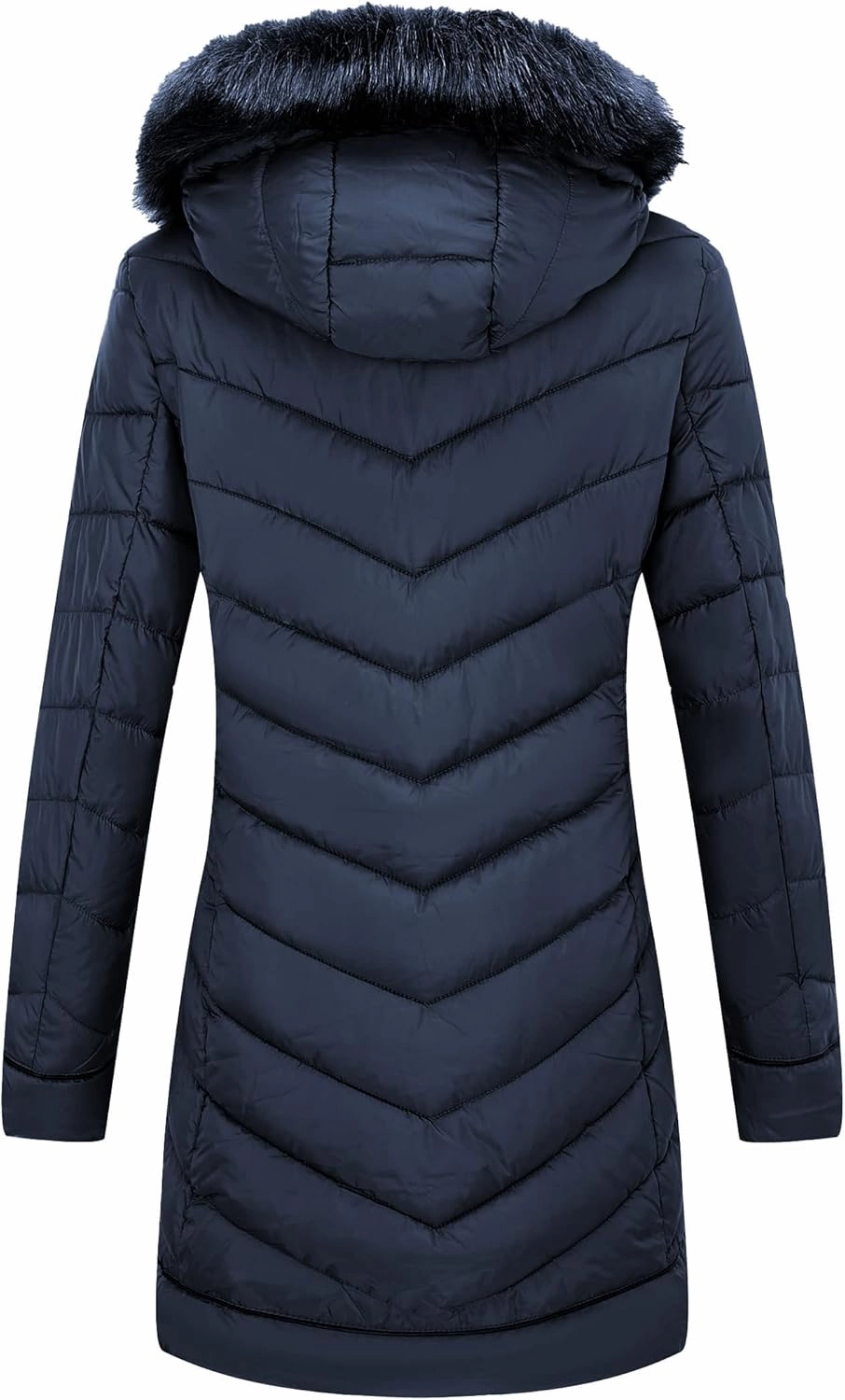 Bellivera Women's Winter Thickened Quilted Puffer Jacket Zipper Pockets Bubble Coat with Removable Hood and Faux Fur Collar
