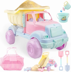 BELLOCHIDDO Beach Toys - Beach Dump Truck Kids Sand Toys with Sand Truck, Bucket, Shovel, Molds, Toddler Sandbox Toys for Boys & Girls