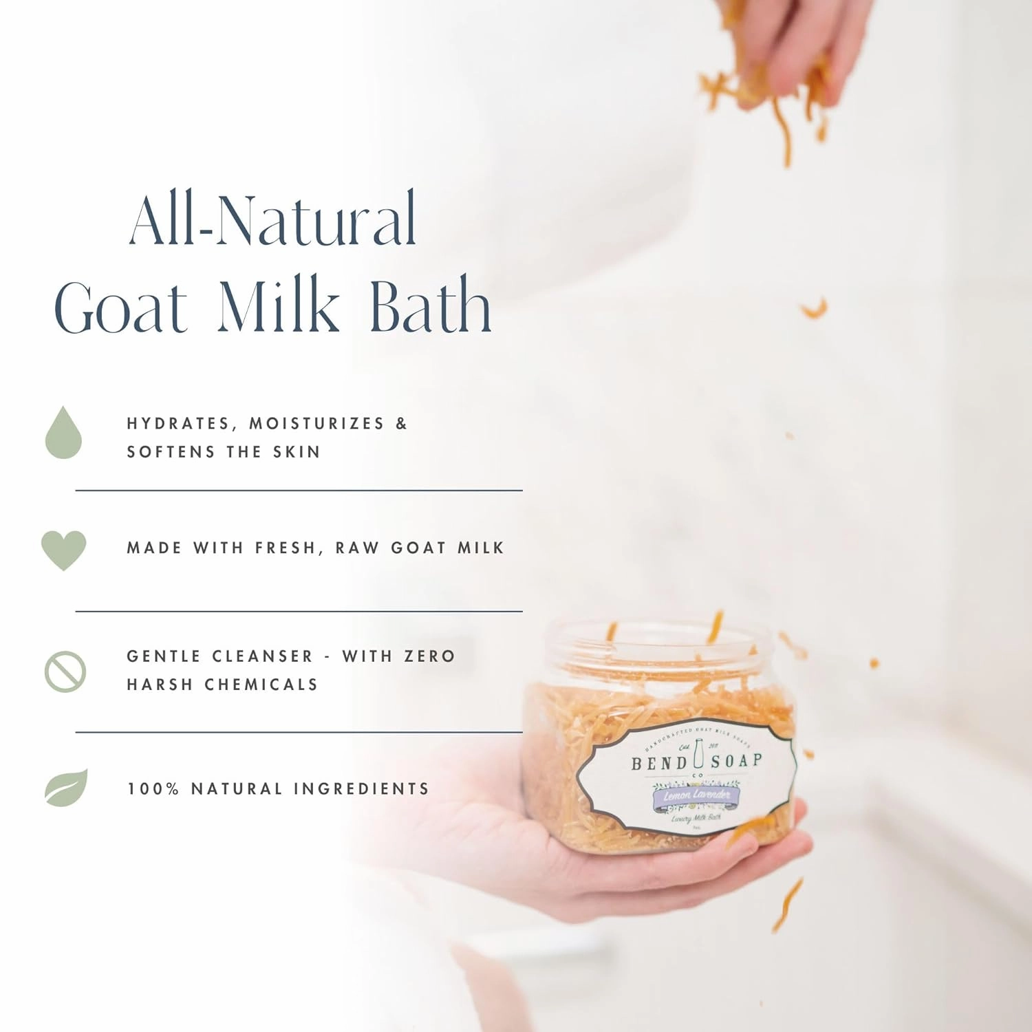 Bend Soap Company Milk Bath, 100% Natural Ingredients, Gentle Cleanser, Hydrates Moisturize and Softens The Skin, Handcrafted Goat Milk Soap, Essential Oil, 2 lbs - Vienna Rose