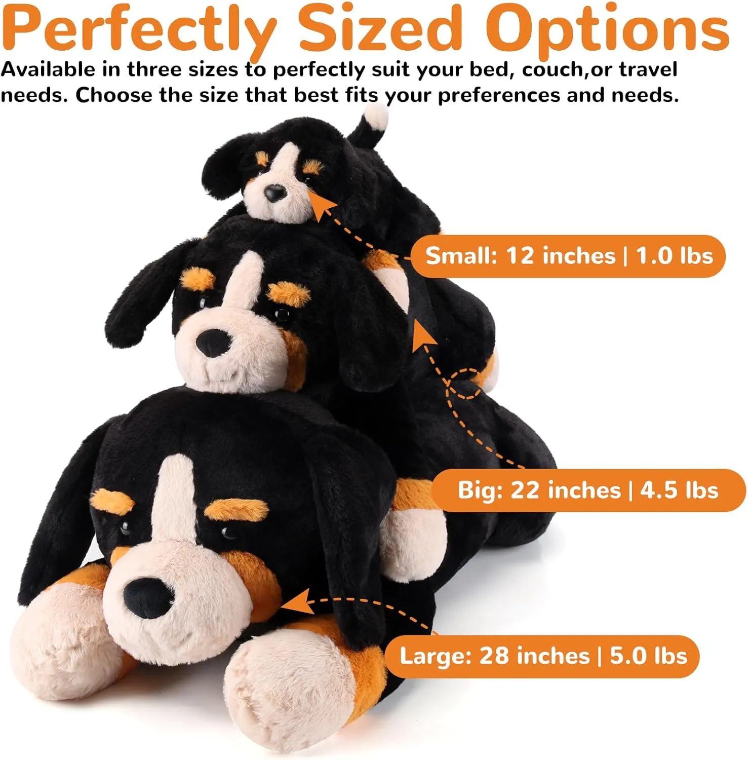 Bernese Mountain Dog Weighted Stuffed Animals - 28 Inch 5.0 Pounds Weighted Plushies Dog Stuffed Animal - Large Plush Pillow - Cute Plush Toy Gift for Kid & Adults (28" 5.0 lbs)