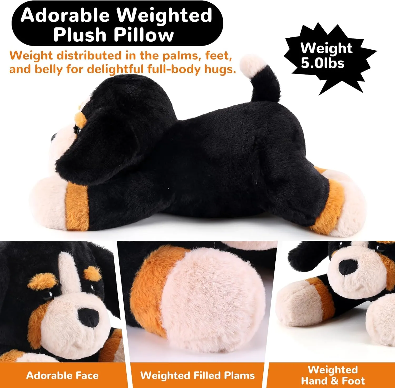 Bernese Mountain Dog Weighted Stuffed Animals - 28 Inch 5.0 Pounds Weighted Plushies Dog Stuffed Animal - Large Plush Pillow - Cute Plush Toy Gift for Kid & Adults (28" 5.0 lbs)