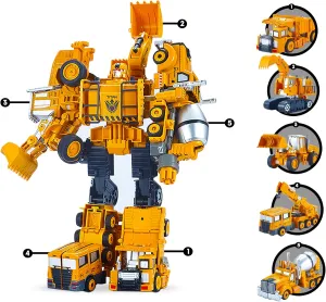Big Mo's Toys Tractor Robot Construction Set- 5 pcs TransTruck Transforming Tracktors to Robots STEM Action Figures DIY Set- Holiday, Birthday Gift Toys for Kids