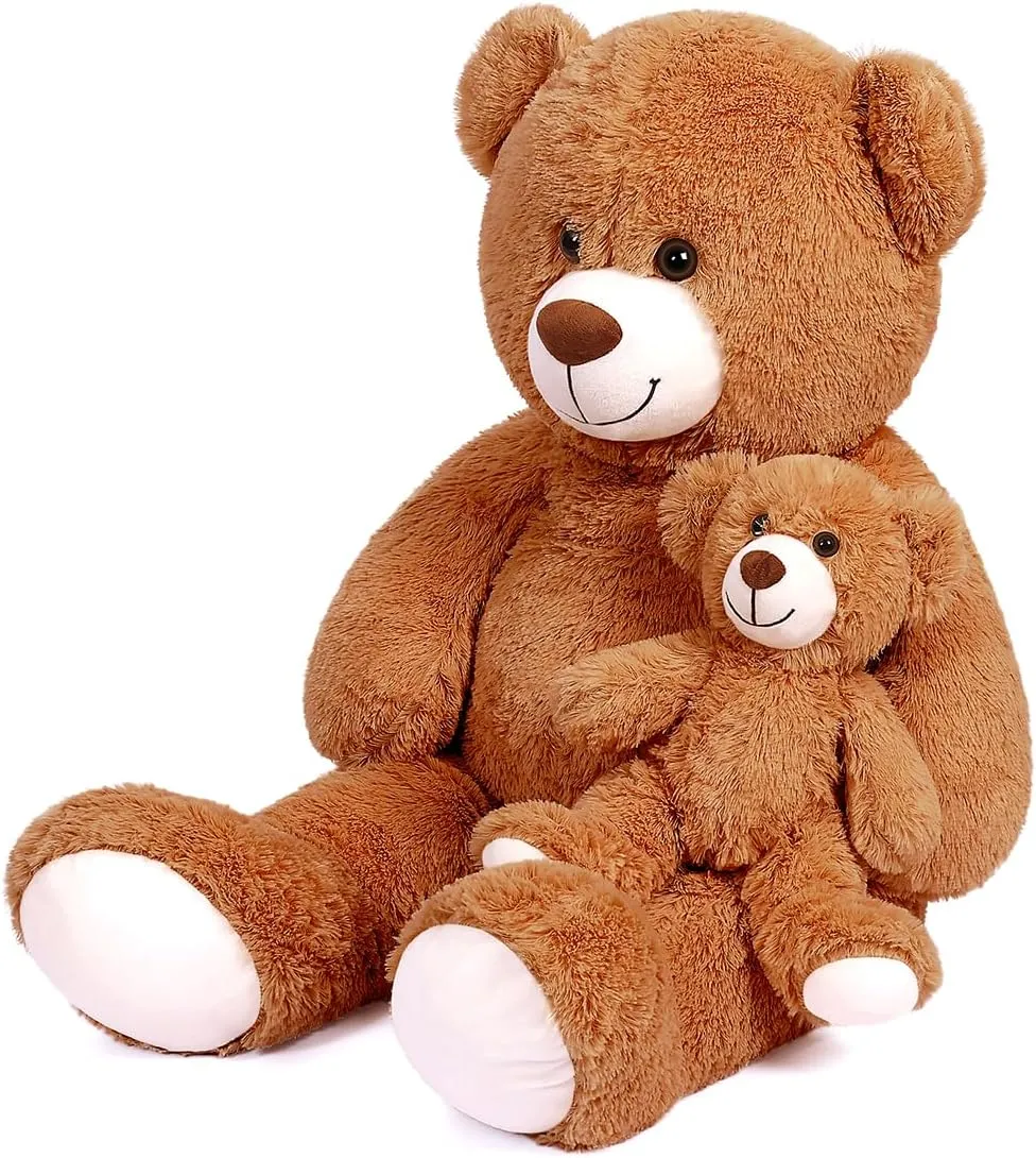 Big Teddy Bear Stuffed Animal Big Teddy Bear Mama with Baby Giant Teddy Bear Stuffed Animal Bear for Kids, Girlfriend on Mother's Day, Valentine's Day, Christmas(100CM,Brown)