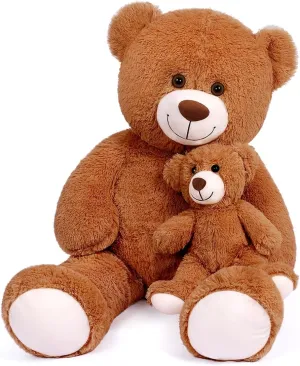 Big Teddy Bear Stuffed Animal Big Teddy Bear Mama with Baby Giant Teddy Bear Stuffed Animal Bear for Kids, Girlfriend on Mother's Day, Valentine's Day, Christmas(100CM,Brown)
