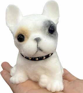 Big taba Squishy Dog, Handmade Squishy Dog Toy for Adult/Kids, Stress Relief, Cute & Soft Teddy Dog Design, Perfect Squeeze Toys Gift for Relaxation and Fun (White, Bulldog)