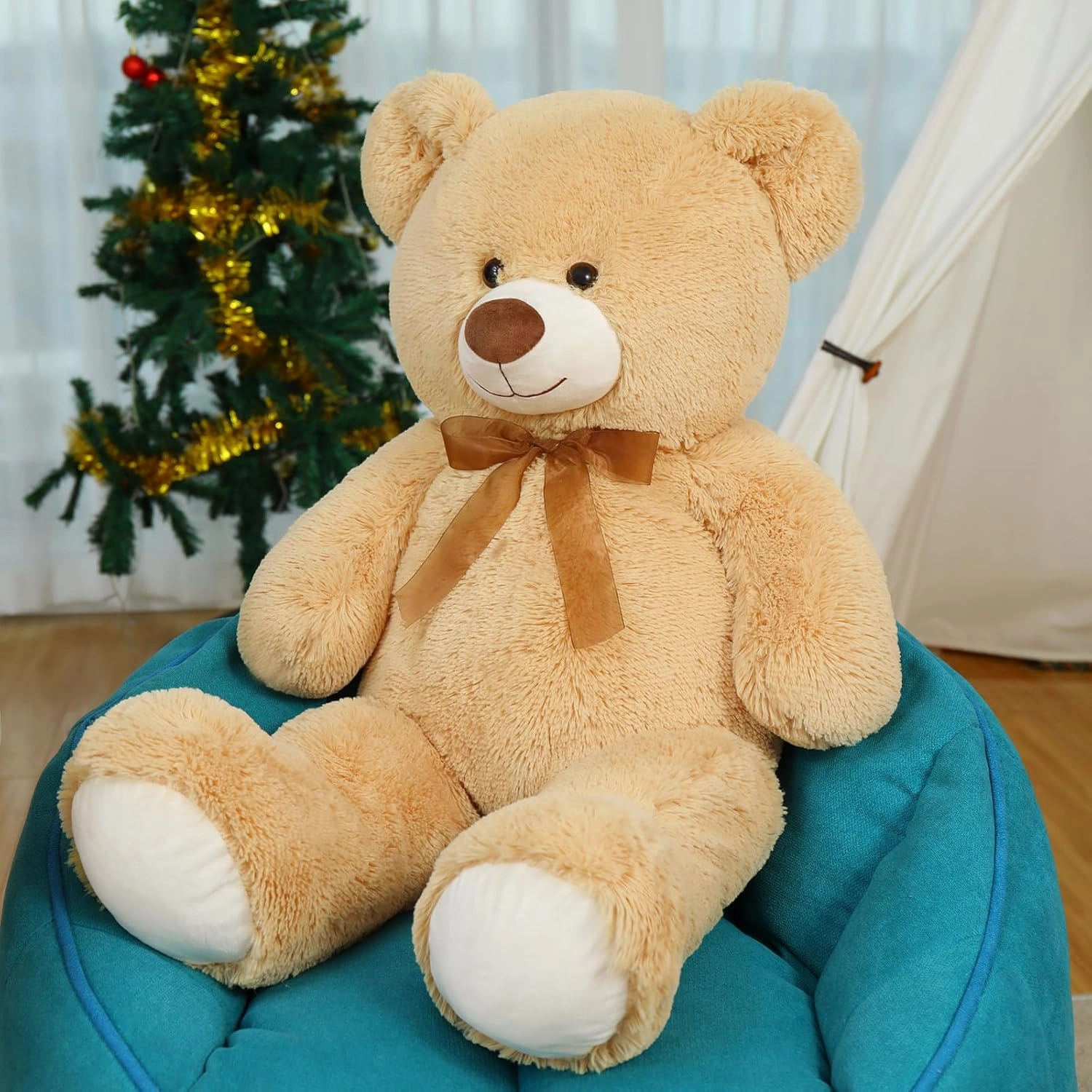 Big Teddy Bear, 36 inch Cute Giant Stuffed Animals Life Size Plush Bear for Girlfriend Kids, Tan