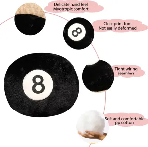 Billiard Pillow, 13.7" 8 Ball Pillow Plush Cushion, Fluffy Decorative Soft Creative Sport Stuffed Animal Toys Cuddle Gift Black