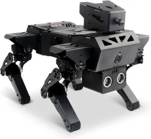 Bionic Robot Dog Kit with Graphical Programming Module, Ultrasonic Infrared Obstacle Avoidance, LED Lights, 12 DOF Metal Mechanical Pet, Teen Adult ESP32 Education Project(Expansion Kit)