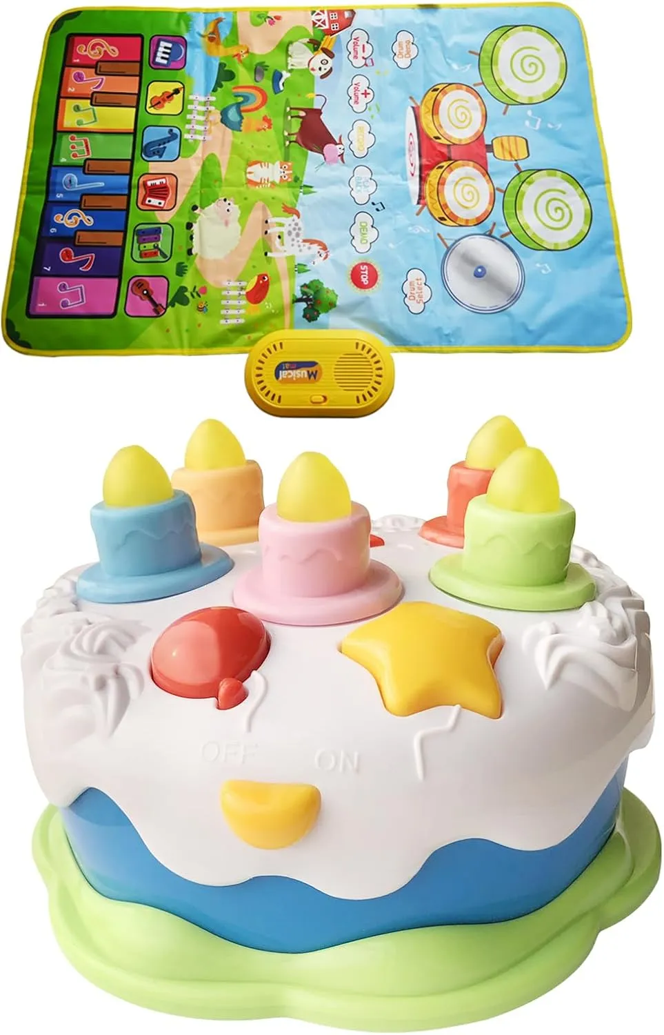 Birthday Cake Toy and 3 in 1 Music Mat for Baby Christmas Gift