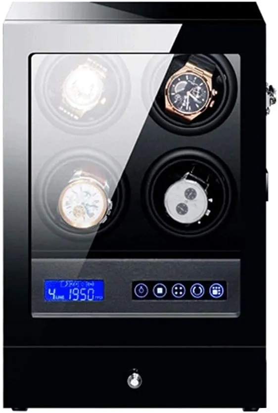 Black Automatic Watch Winder Box with Led Backlight Storage Drawer LCD Touch Sn Control Piano Paint Exterior Quiet Motor Durable Watch Winder Display Watch Box