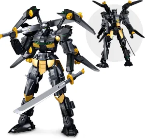 Black Bat Mech Building Blocks Set for Adults, Robot Model Building Kit with Wings and Swords Weapons, 534 Pieces Creative Collectible Gift for Boys Kids 8-12