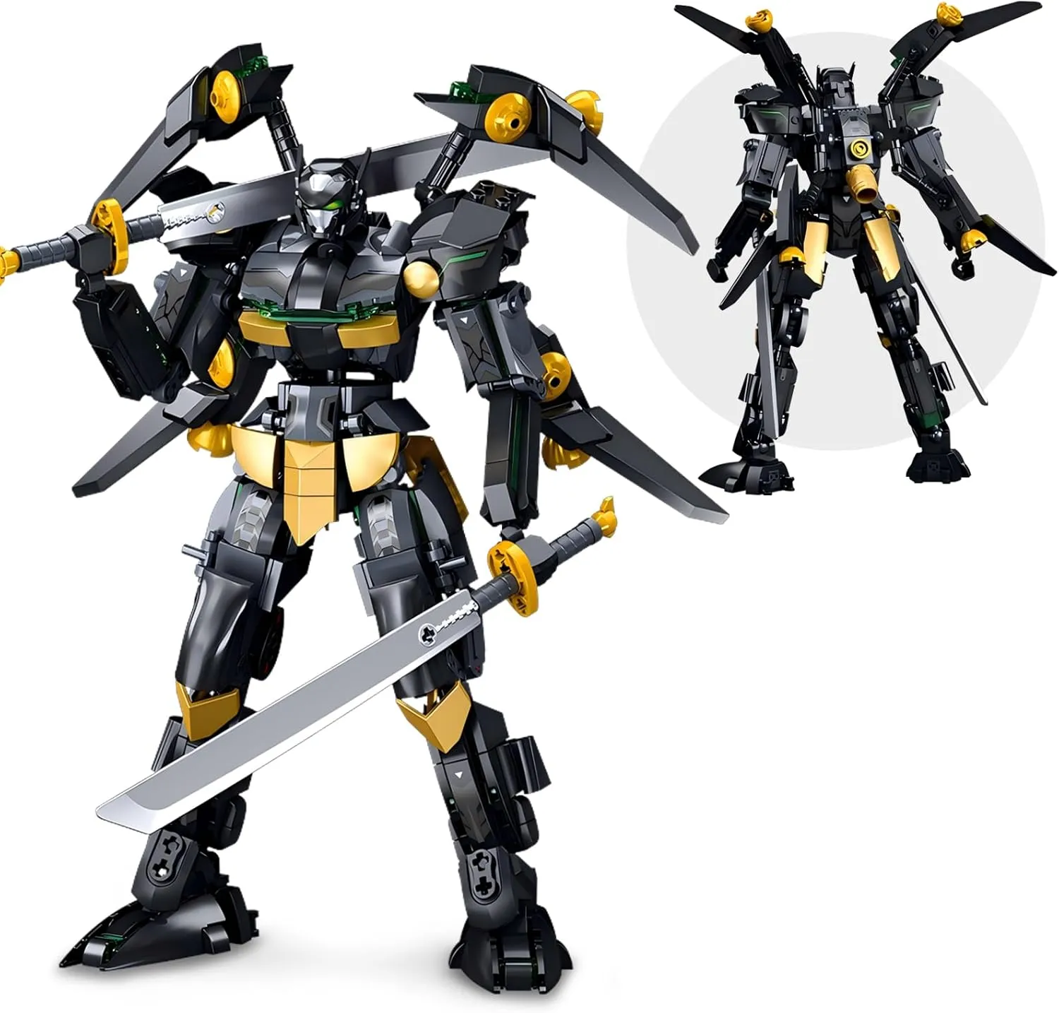 Black Bat Mech Building Blocks Set for Adults, Robot Model Building Kit with Wings and Swords Weapons, 534 Pieces Creative Collectible Gift for Boys Kids 8-12