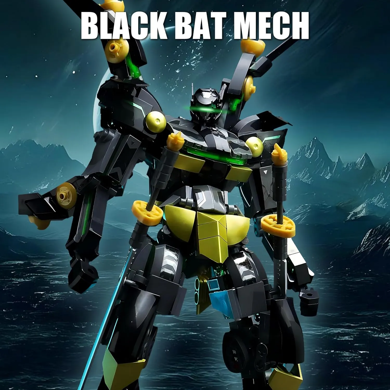 Black Bat Mech Building Blocks Set for Adults, Robot Model Building Kit with Wings and Swords Weapons, 534 Pieces Creative Collectible Gift for Boys Kids 8-12