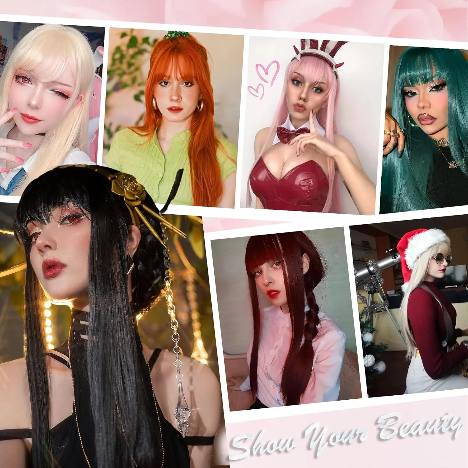 Black Wig with Bangs for Women Long Straight Wig for Grils Heat Resistant Synthetic Wig Black Hair Wigs for Daily Party Halloween Cosplay Wig 24inch