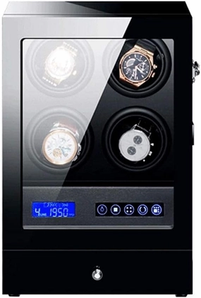 Black Automatic Watch Winder Box with Led Backlight Storage Drawer LCD Touch Sn Control Piano Paint Exterior Quiet Motor Durable Watch Winder Display Watch Box