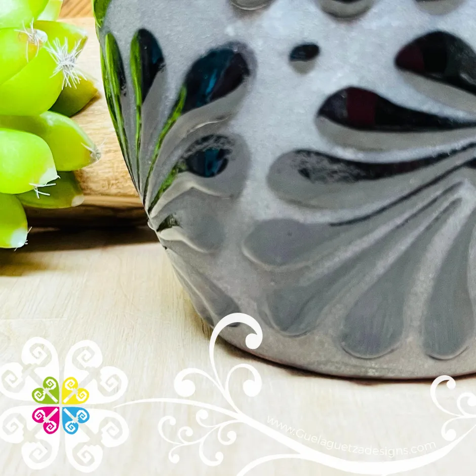 Black/Gray Espiga Plumeado Bola Clay Vase - Florero Barro