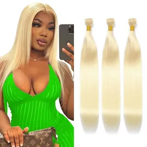 Blonde 613 Human Hair Bundles 08 10 12 Inch Straight Bundles Human Hair Unprocessed Brazilian Virgin Hair Quick Weave for Black Women