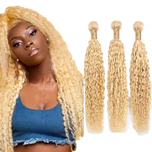 Blonde 613 Human Hair Bundles 16 18 20 Inch Jerry Curly Bundles Human Hair Unprocessed Brazilian Virgin Hair Quick Weave for Black Women