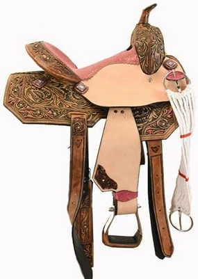 BNB International Western Barrel Racing Horse Saddles Trail Equestrian Pony & Adult Classic Quality Premium Leather for Horse Riding Size:10-18 inches Seat Available BRL219