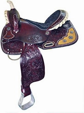 BNB International Western Barrel Racing Horse Saddles Trail Equestrian Pony & Adult Classic Quality Premium Leather for Horse Riding Size:10-18 inches Seat Available BRL280