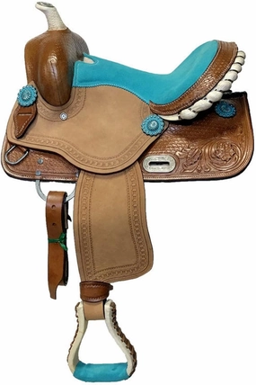 BNB International Western Barrel Racing Horse Saddles Trail Equestrian Pony & Adult Classic Quality Premium Leather for Horse Riding Size:10-18 inches Seat Available BRL290