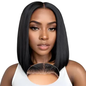 Bob Wigs Human Hair Glueless Wear and Go 14 Inch 7x5 HD Lace Closure Wig Short Bob Glueless Wig Human Hair Pre Plucked Pre Cut Black Pre Bleached Ready to Wear Wig 200% Density for Women