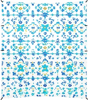 Boho Simple Stylropical Patterns Blue Beach Tent & Canopy UPF50  Protection Water-Resistant Sun Shade with Sand Pockets for Family Trips, Picnics & Camping