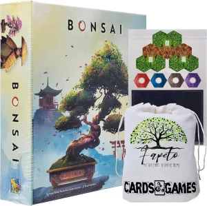 Bonsai Core and Bonsai: Vigorous Growth and Specialists Expansion Board Games Bundle with Fapeto Travel Drawstring Bag