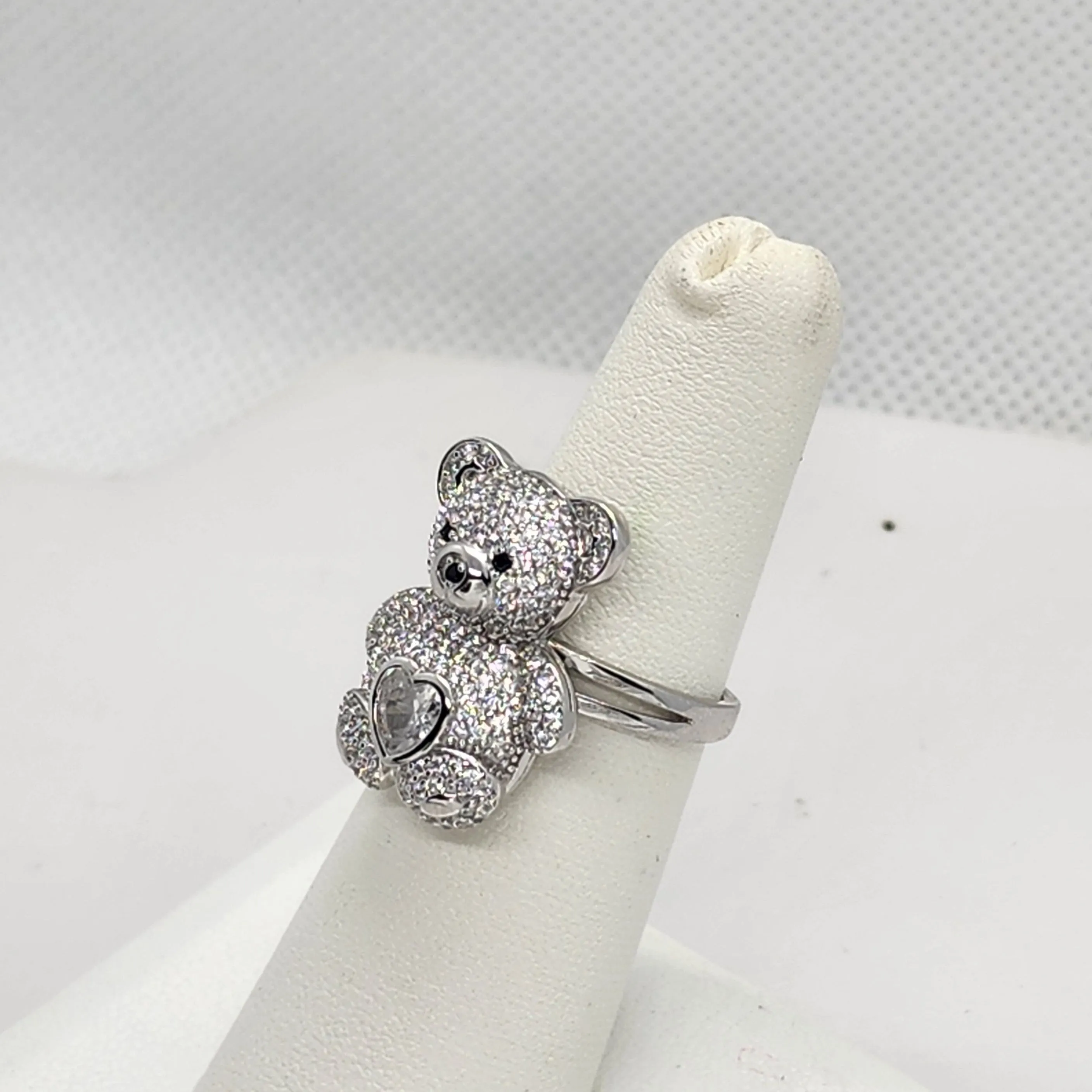 Brand New Sterling Silver 925 Teddy Bear with Heart Ring
