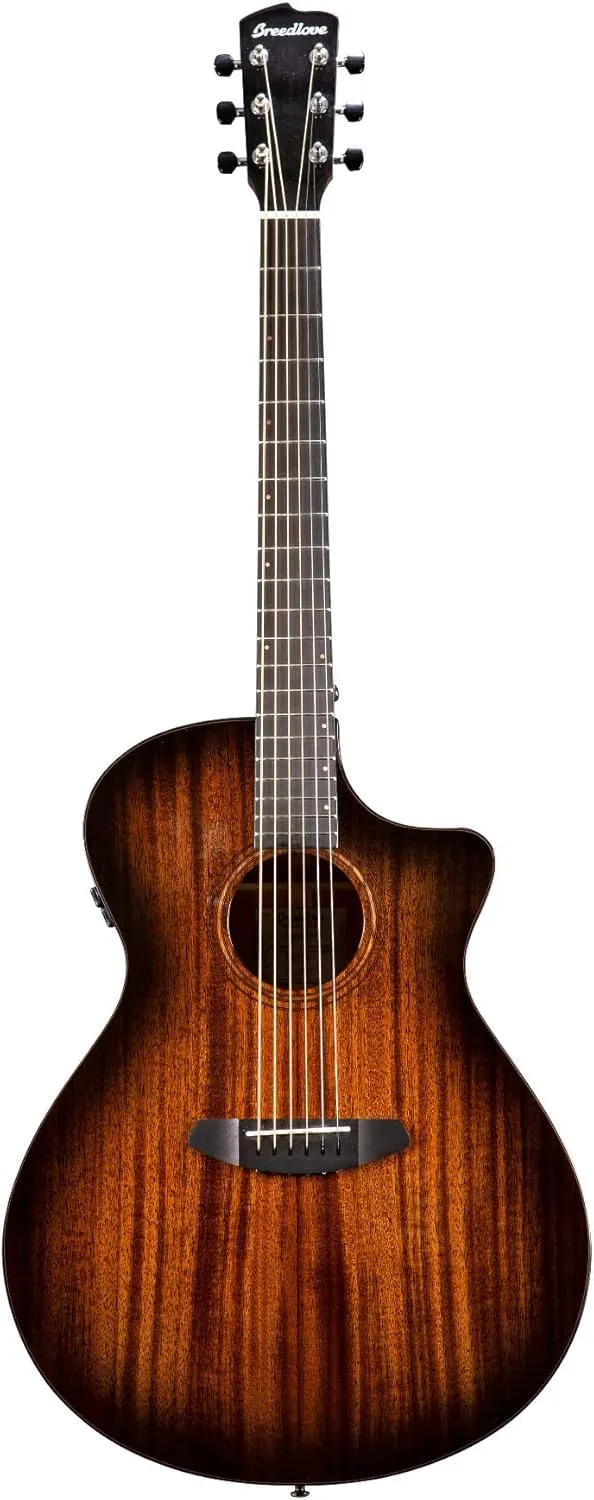Breedlove Wildwood Pro Concerto CE 6-String African Mahogany Acoustic-Electric Guitar with Stain Black Bridge and Standard Gigbag Case (Right-Handed, Suede)