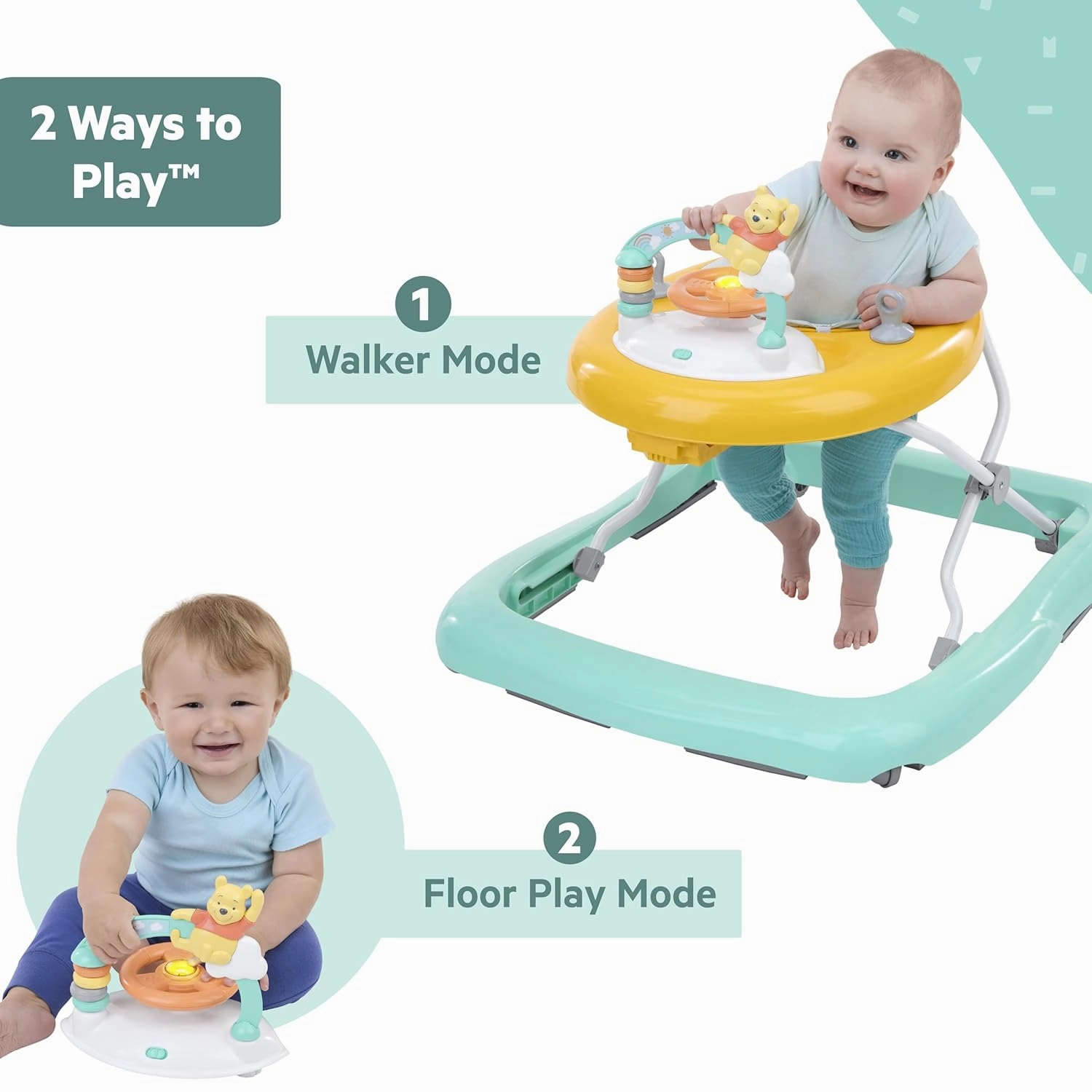 Bright Starts Disney Baby Winnie The Pooh Once Upon a Walk Activity Walker, 2 Ways to Play, Unisex, Ages 6 Months 
