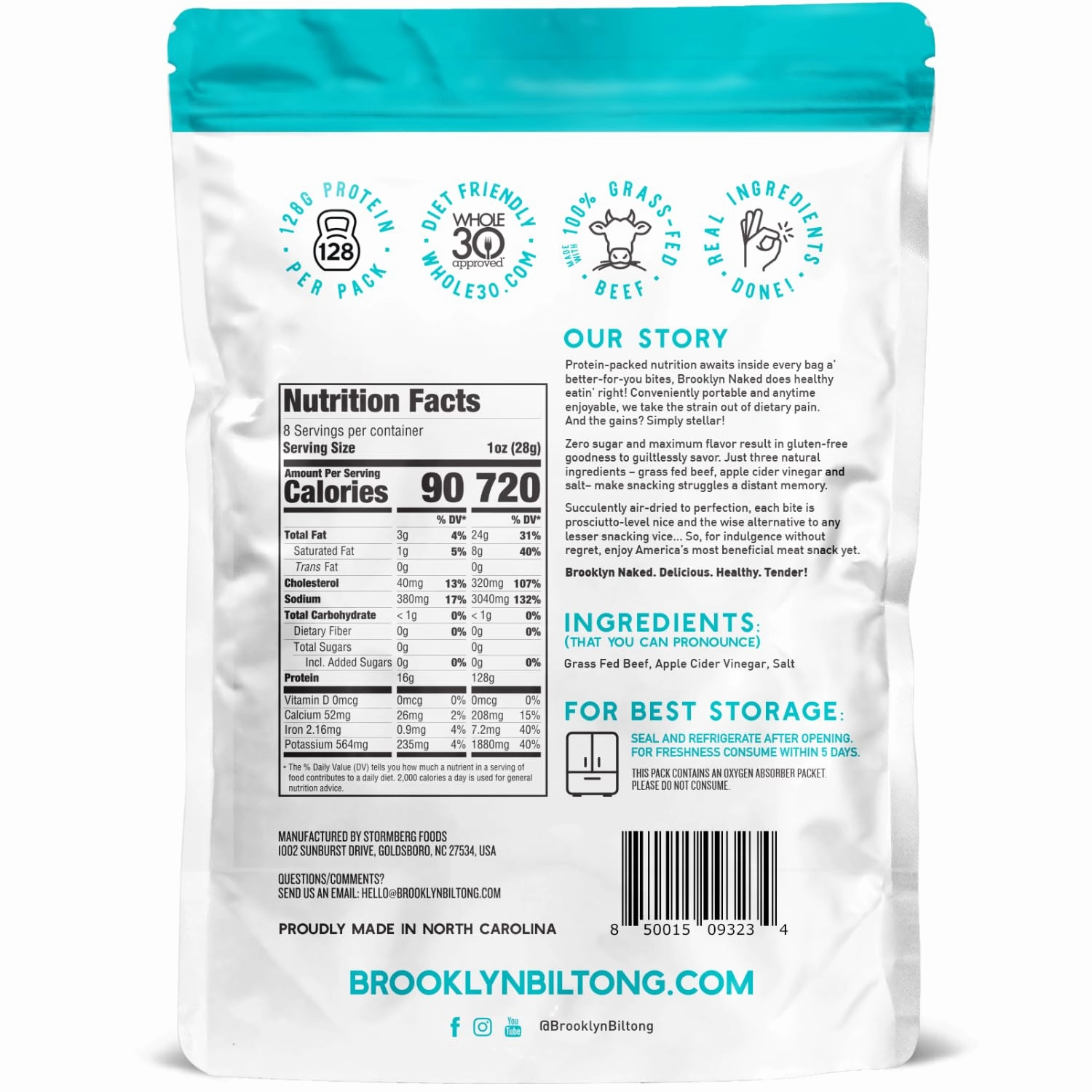 Brooklyn Naked Tender Strips - (8 oz, Pack of 1) – Chewy Air Dried Grass Fed Protein Snacks – Sugar Free Beef Jerky Alternative – Organic Beef Snacks – Whole 30 Approved Foods, AIP, Paleo, Keto, Carnivore Friendly & Gluten Free