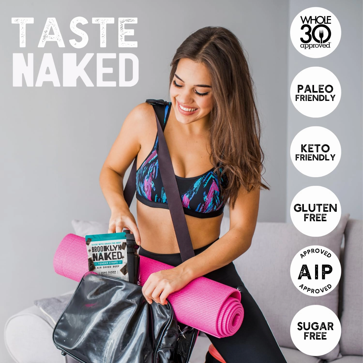 Brooklyn Naked Tender Strips - (8 oz, Pack of 1) – Chewy Air Dried Grass Fed Protein Snacks – Sugar Free Beef Jerky Alternative – Organic Beef Snacks – Whole 30 Approved Foods, AIP, Paleo, Keto, Carnivore Friendly & Gluten Free