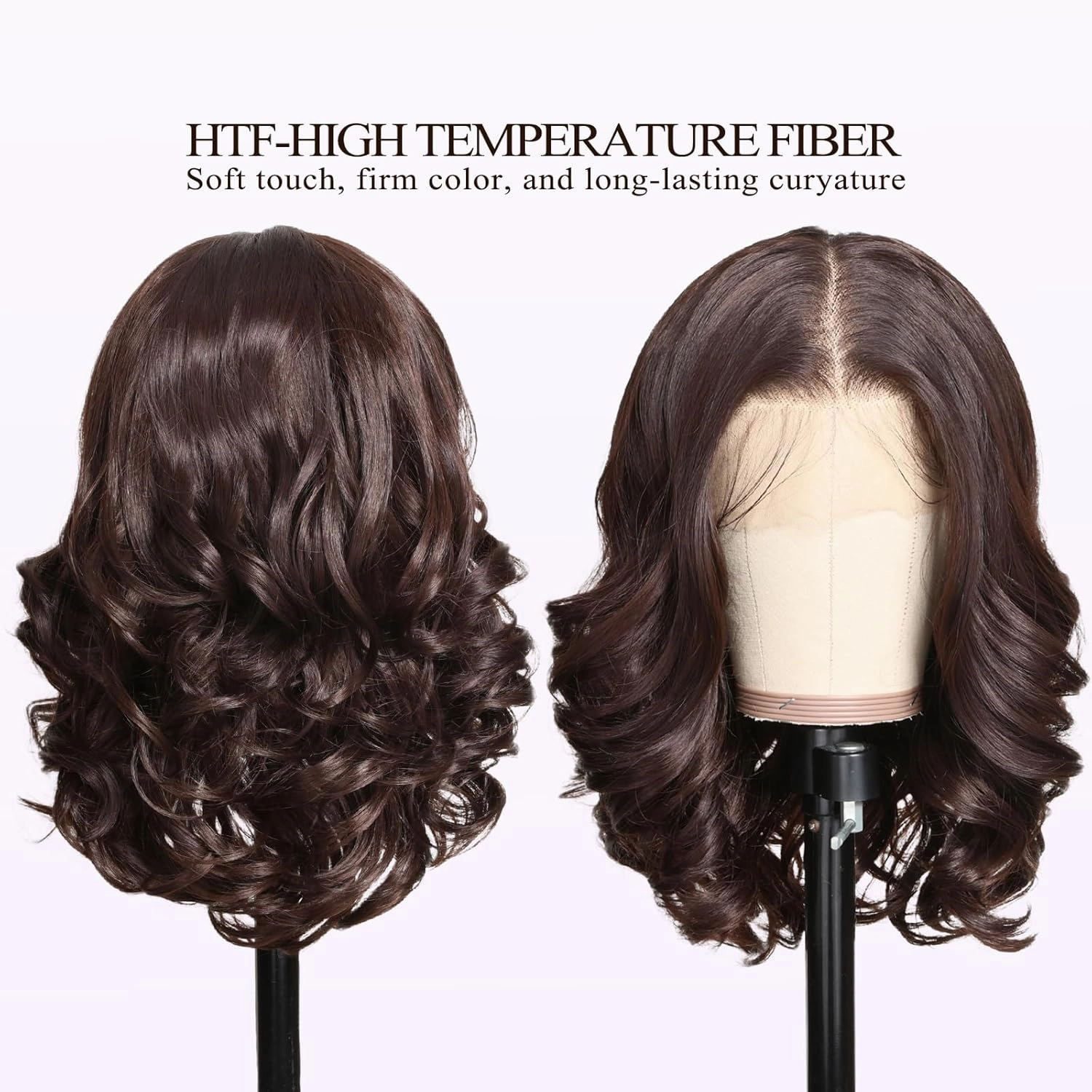 Brown 13×6 HD Lace Front Wigs Synthetic Glueless Pre Layered Brown Roots Body Wave Wigs for Women Pre Plucked 18 Inch Tiny Knots Lace Natural Hairline Bob Wig