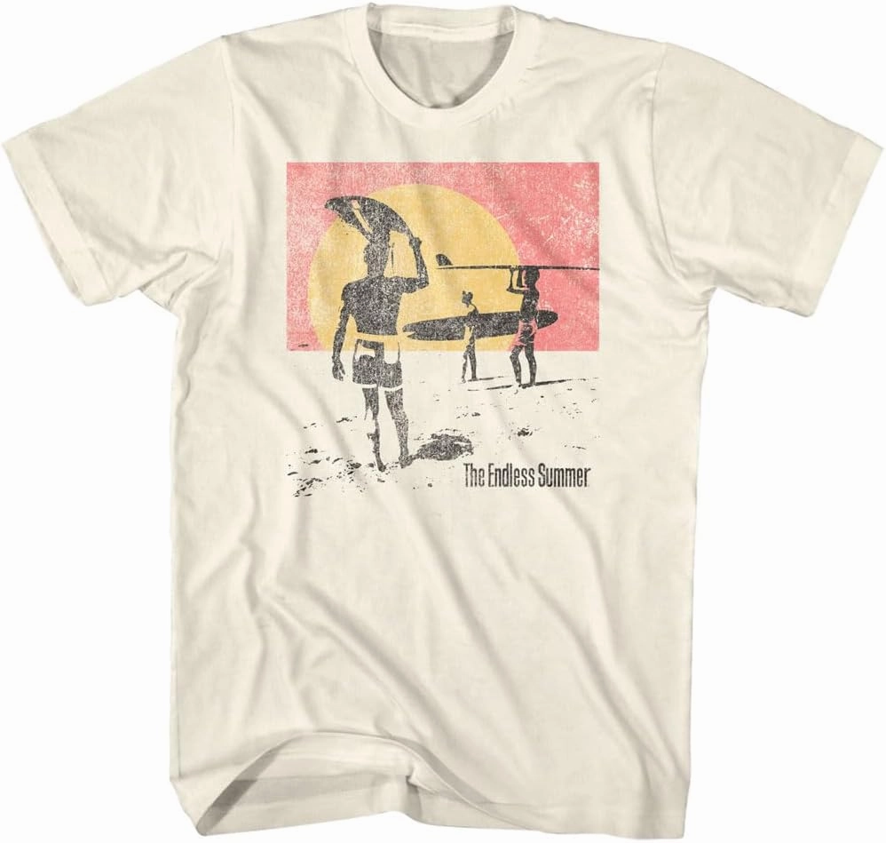 Bruce Brown Films The Endless Summer Surfers Adult Natural Short Sleeve T Shirt Vintage Style Graphic Tee
