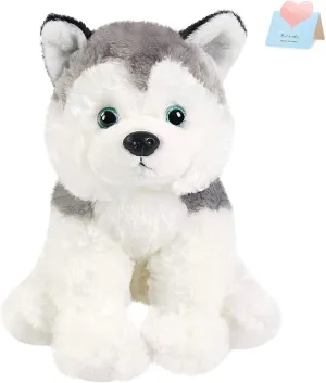 BSTAOFY 12'' Husky Stuffed Animal Realistic Puppy Dog Soft Plush Toys Adorable Birthday Valentines Christmas Festivals Gifts for Kids Toddlers Boys Girls