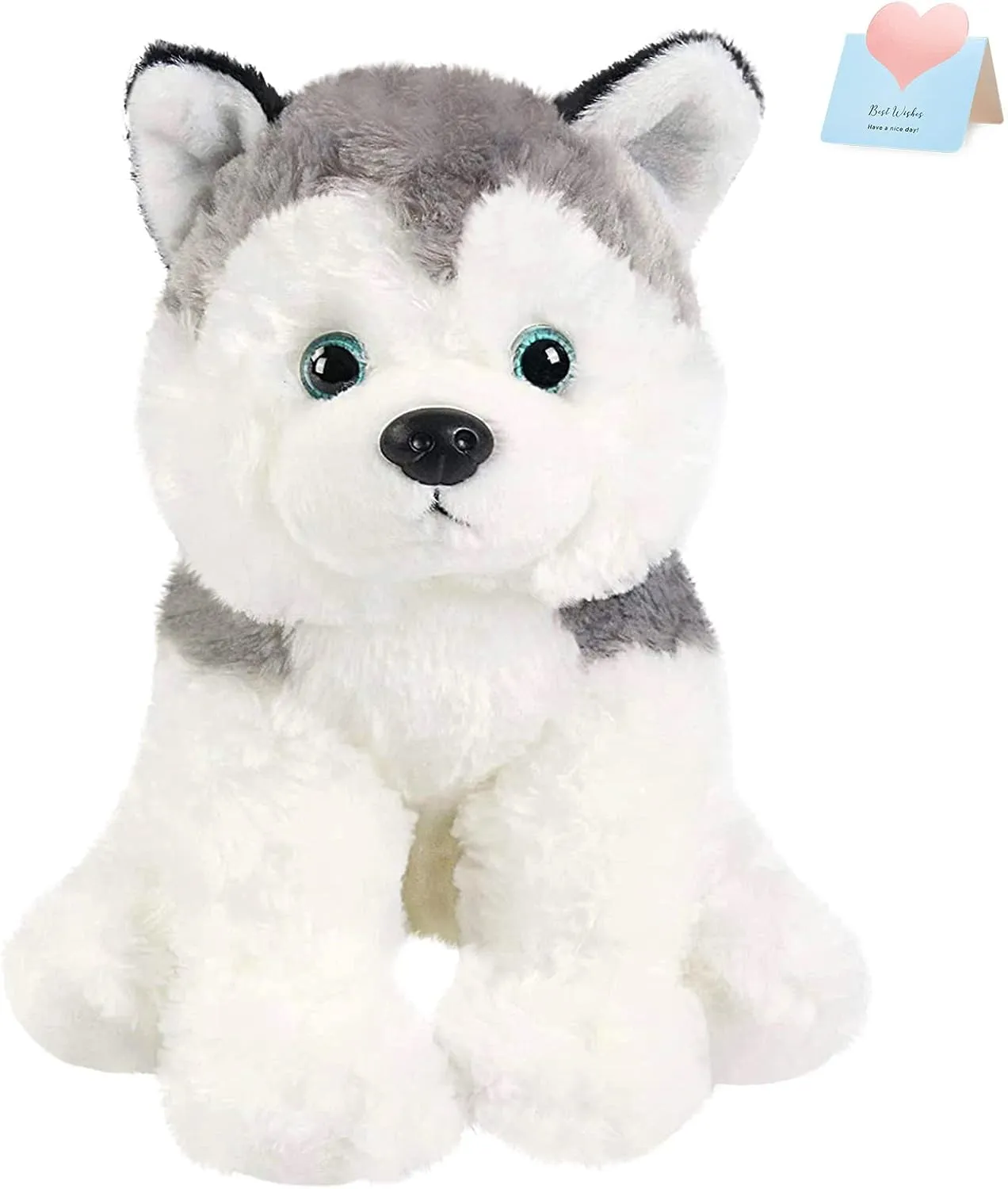 BSTAOFY 12'' Husky Stuffed Animal Realistic Puppy Dog Soft Plush Toys Adorable Birthday Valentines Christmas Festivals Gifts for Kids Toddlers Boys Girls