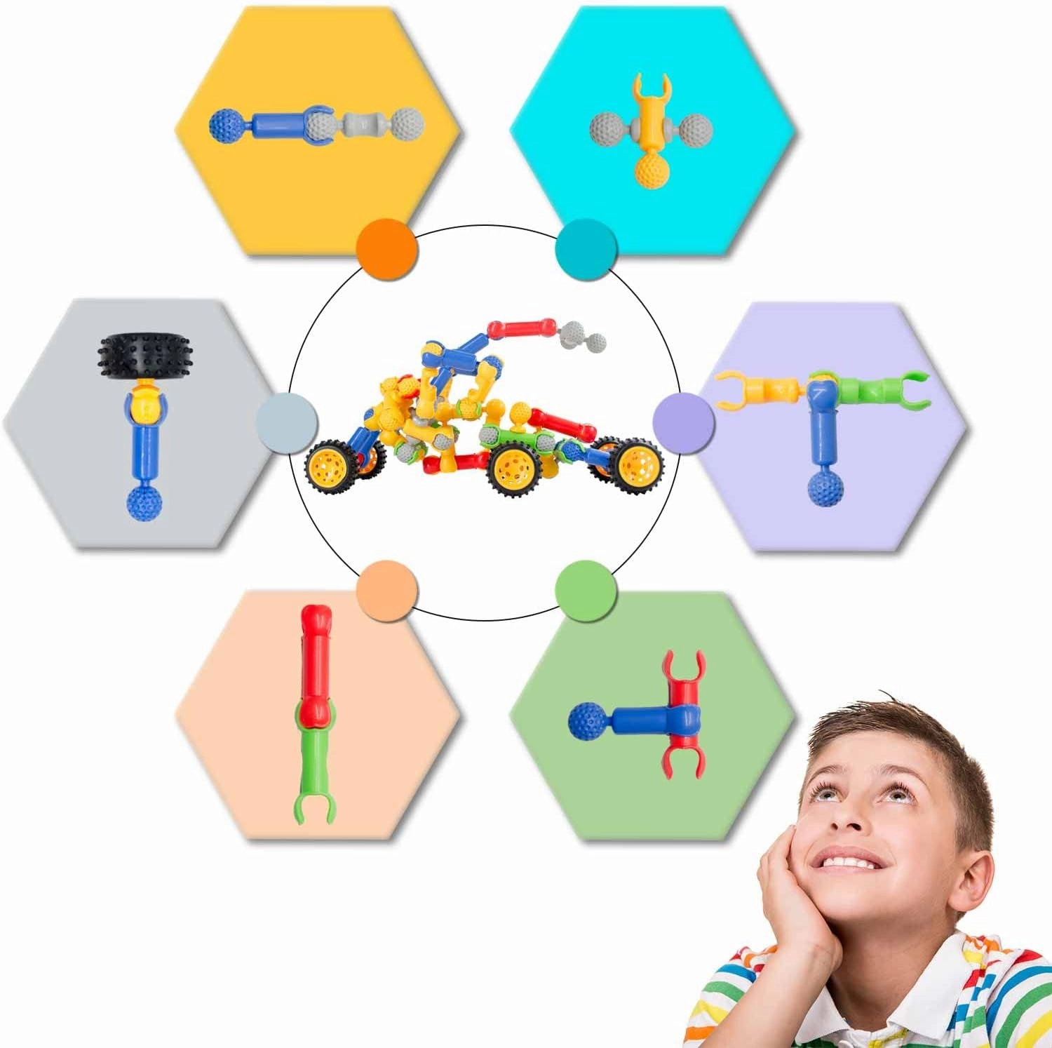 Building Blocks for Kids, STEM Toys for Boys and Girls, Fun Toy Playset for Creative Kids, Educational Activities (70 PCS)