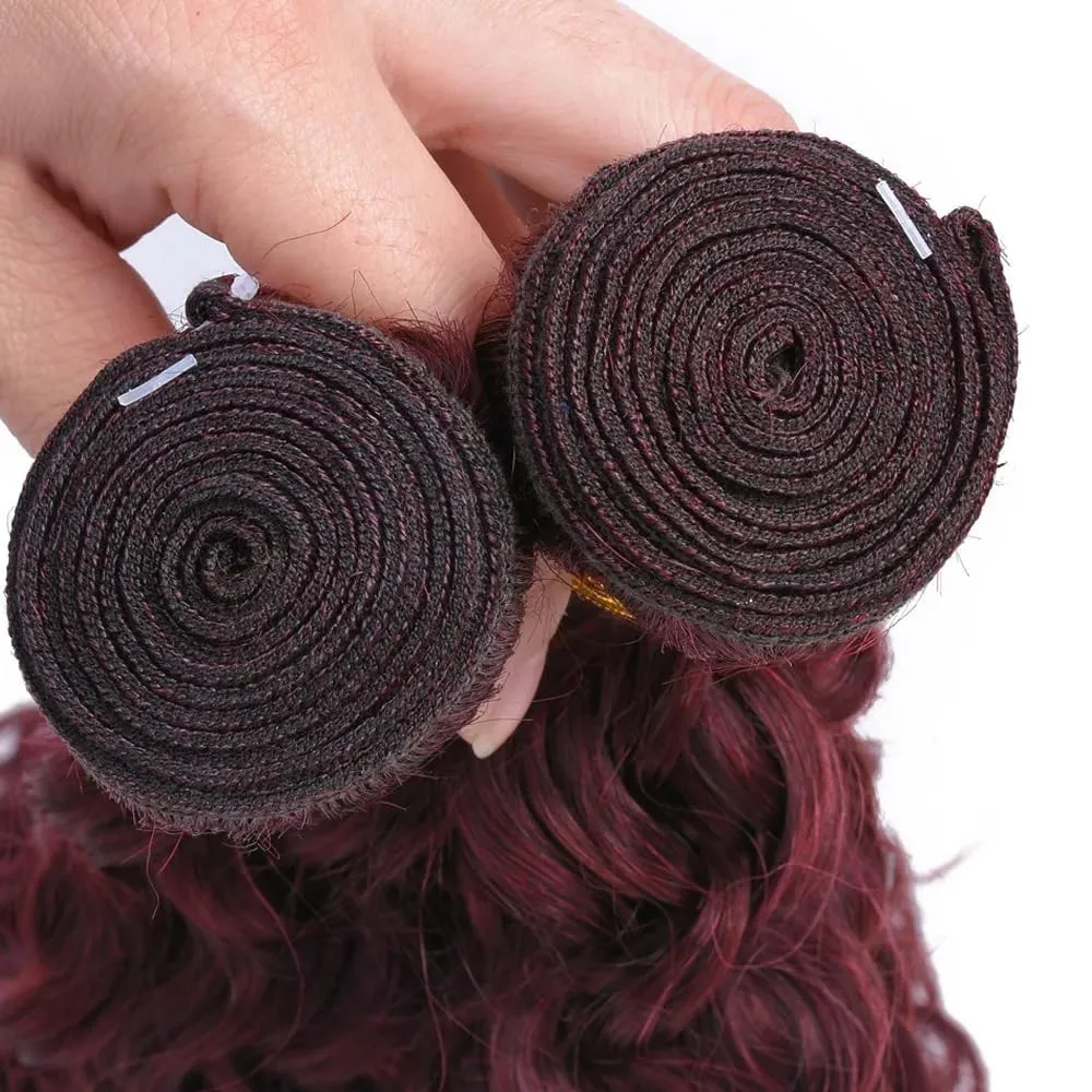 Burgundy 99J Human Hair Bundles 08 10 12 Inch Deep Wave Bundles Human Hair Unprocessed Brazilian Virgin Hair Quick Weave for Black Women
