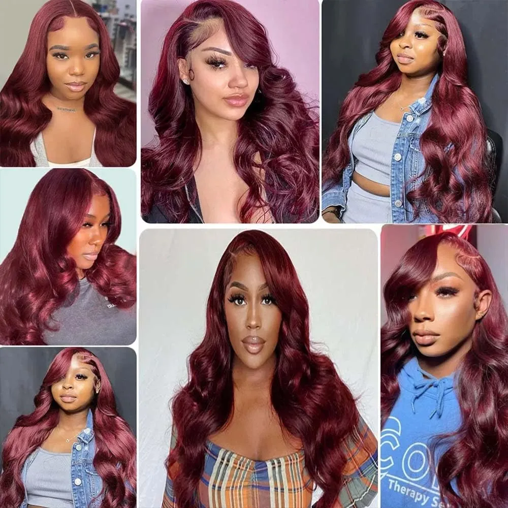 Burgundy 99J Human Hair Bundles 16 18 20 Inch Body Wave Bundles Human Hair Unprocessed Brazilian Virgin Hair Quick Weave for Black Women