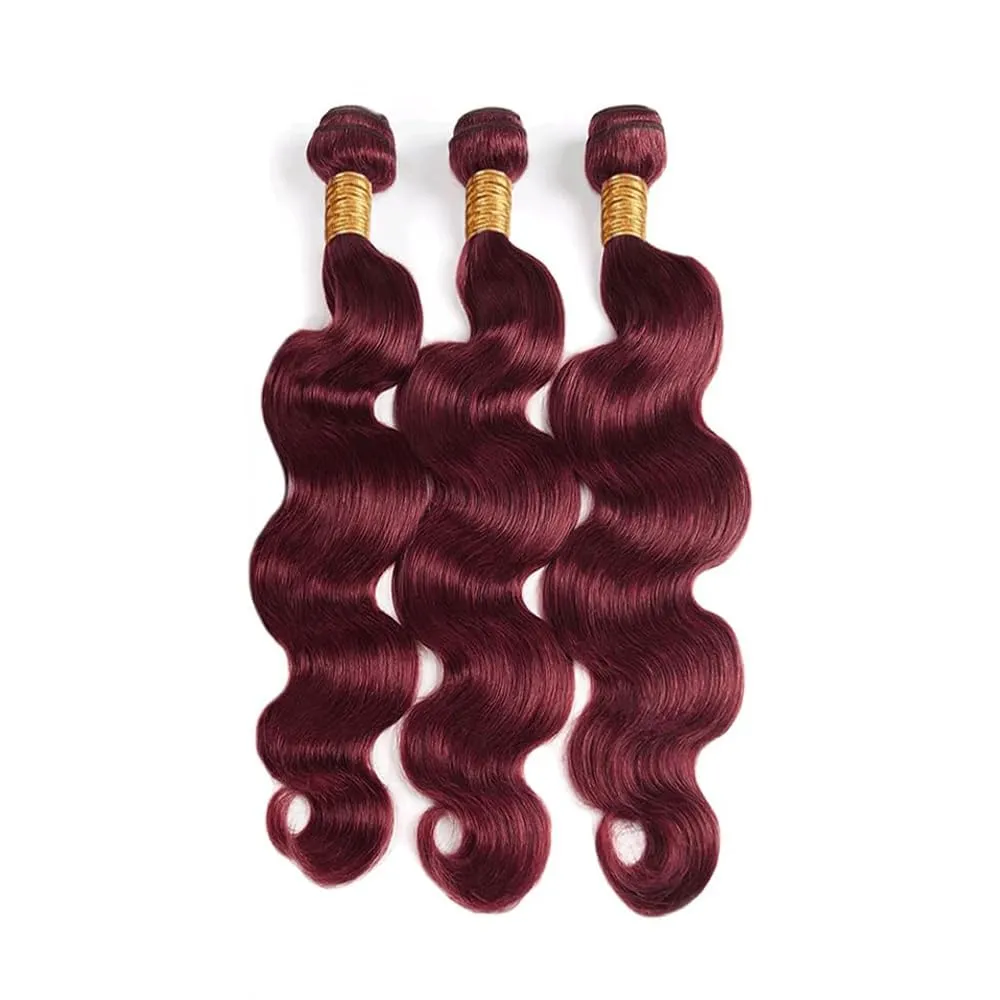 Burgundy 99J Human Hair Bundles 16 18 20 Inch Body Wave Bundles Human Hair Unprocessed Brazilian Virgin Hair Quick Weave for Black Women