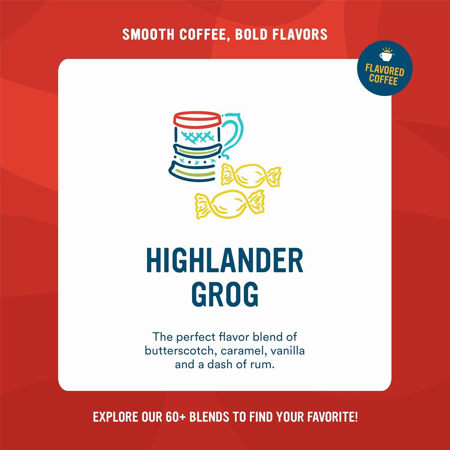 Cameron's Coffee Roasted Ground Coffee Bag, Flavored, Highlander Grog , 64 Ounce, (Pack of 1)