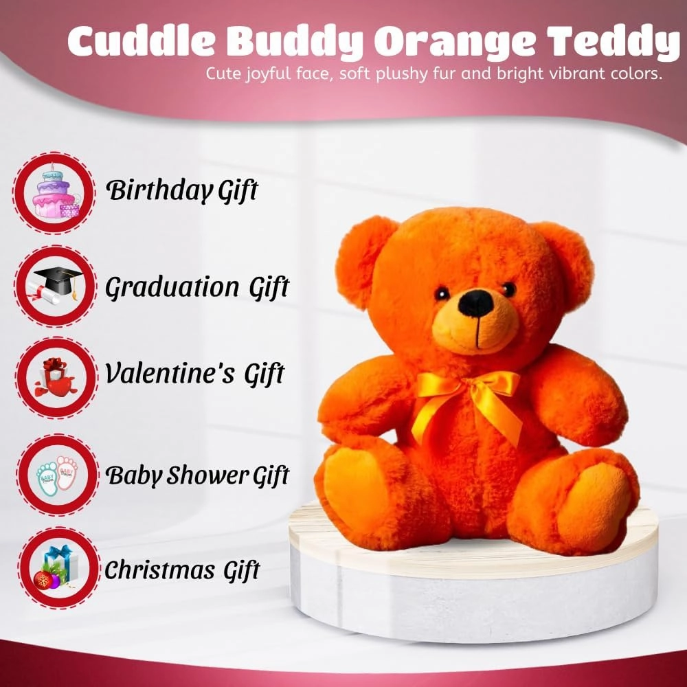 Campfire Orange Best Friends Teddy Bear 9 Inch Soft Cuddly Plush Stuffed Animal Toy for Kids Boys Girls, Cute Collectible Gift for Birthdays Bedtime Nursery Decor Friendship Keepsake