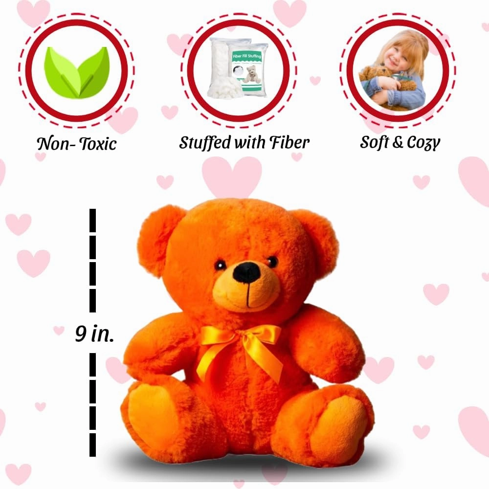Campfire Orange Best Friends Teddy Bear 9 Inch Soft Cuddly Plush Stuffed Animal Toy for Kids Boys Girls, Cute Collectible Gift for Birthdays Bedtime Nursery Decor Friendship Keepsake