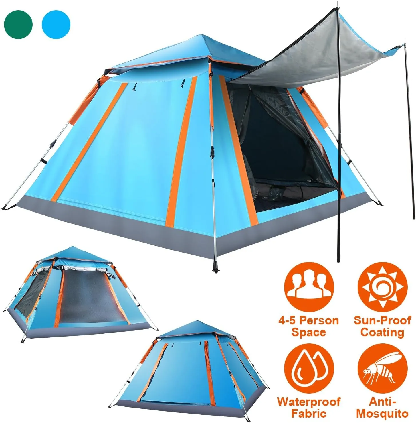 Camping Tent - Spacious 4-5 Person Tents for Camping - Outdoor Foldable Waterproof Tent