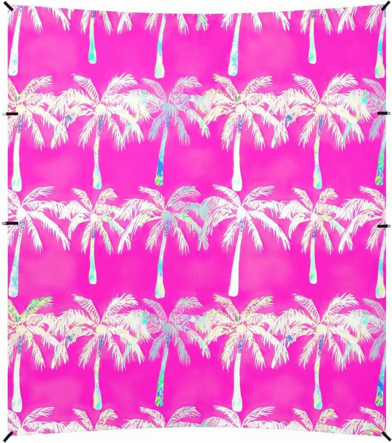 Canopy Tent Beach Patio Sun Shade Outdoor 9.2 × 10.5 FT Shades Camping Sun Shelter Custom Pink Tropical Coconut Trees Wind Sail Shade with Sandbags Anchor