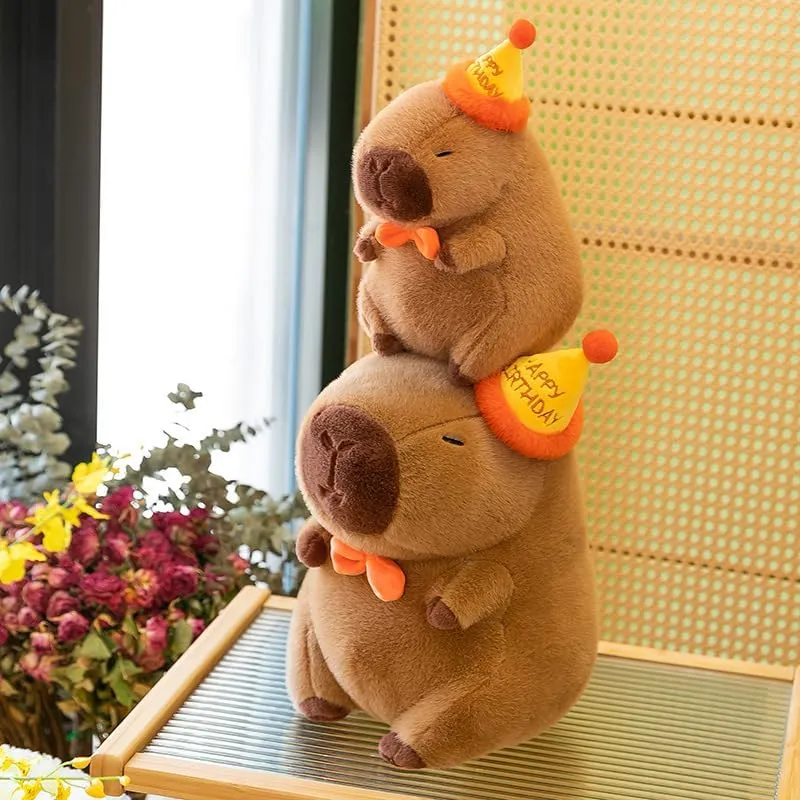 Capybara Stuffed Animal, Cute Capybara Plush Toy Birthday Christmas Valentine’s Day Gift for Kids Girlfriend (12Inch-Hat)